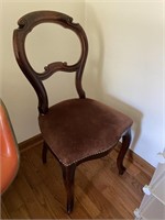 19th C. Mahogany Upholstered Balloon Back Chair