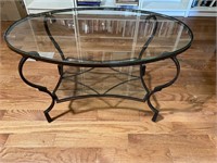 Vintage Wrought Iron & Tempered Glass Coffee Table
