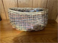 Vintage Reed Basket Filled w/ Pine Cones