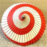 Vintage Wood and  Paper Oriental Parasol