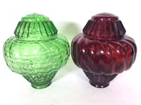 Mid-Century Red and Green Glass Light Globes