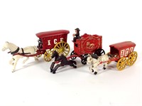 (3) Cast Iron Wagon Toys