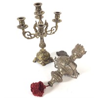 (4) Arm Brass Candelabra, Hanging Candleholder