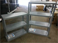 2 plastic shelving units