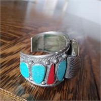 Silver Watch & Band with Turquoise Inlay Watch