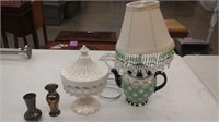 vases, candy dish, teapot lamp