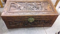 carved wood chest 28.5 x 14 x 12"