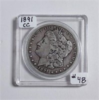 1891-CC  Morgan Dollar   F