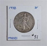 1938  Walking Liberty Half Dollar   XF