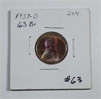 1937-D  Lincoln Cent   MS-63 Brown