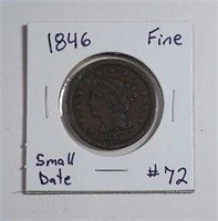 1846  Large Cent   Small date   Fine
