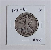 1921-D  Walking Liberty Half Dollar  G  "Key Date"