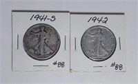 1941-S & 1942  Walking Liberty Half Dollars VG & F
