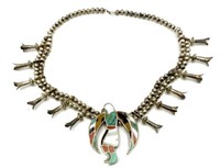 Native American Squash Blossom Necklace w/Inlay.
