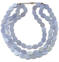 Blue-Grey Agate Necklace w/Silver Clasp.