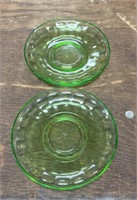 Two, 5.5in. Depression Green Saucers