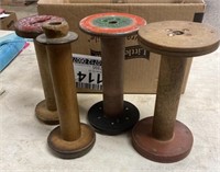 Four 9" Wooden Spools/ used / No Ship