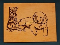 Dog Custom wood wall carving