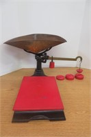 Vintage Scales with Weights W Brass Arm