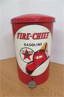 Metal Texaco Fire Chief Gasoline Trash Can 17.5"