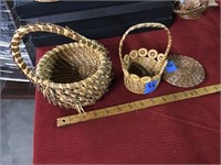 2 unusual pine straw baskets