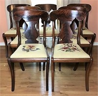 Seven Antique Mahogany Empire Chairs