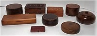 Nine Wood and Leather Covered Boxes