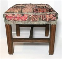 Padded Foot Stool with Stretcher Base