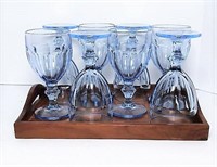 Eight Clear Blue Hued Glasses