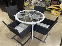 42 inch patio table with glass top and four