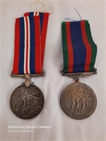 WWII Volunteer and War medals with ribbons