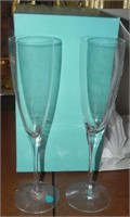 Pair of Tiffany & Co Crystal Champagne Flutes