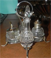 Vintage Small Condiment Set, Pattern Glass