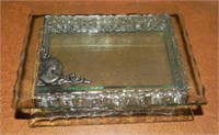 Vintage Glass Cigarette Box, Figural Accent