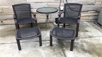 Outdoor Patio Table 2 Chairs and 2 Foot Rests