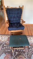 Glider with Navy Blue Cushions FOOT REST DOES NOT