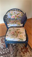 Wicker Style Chair and Ottoman With Cushions