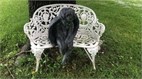Painted White Cast Iron Bench angel Not Included