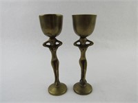 Brass Nude Cups Pair Cup with Candle Holder