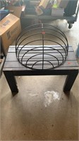 Outdoor Wooden Side Table and Black Iron Hanging