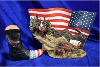 2 PIece Resin American Flag Decor Pieces
