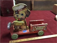 Fisher Price pull toy Hot Dog wagon, as is