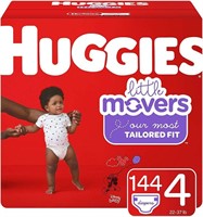 Huggies Little Movers Baby Diapers, Size 4, 144 Ct