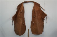 Leather Cowboy Chaps w/ Pocket  42" Long