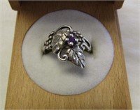 925 Sterling Silver Amethyst Ring Sz 6.75