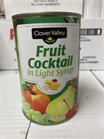 CASE LOT OF CLOVER VALLEY FRUIT COCKTAIL 12 CANS