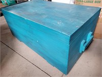 Large Wood Teal Painted Trunk 23inWx41 1/2inDx