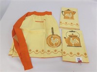 Cross Stitched Kitchen Towels & Apron (Never Used)