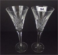 Two Waterford 9.25" Crystal Wine Glasses