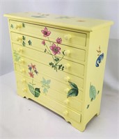 Seven Drawer Yellow Painted  Jewelry Chest